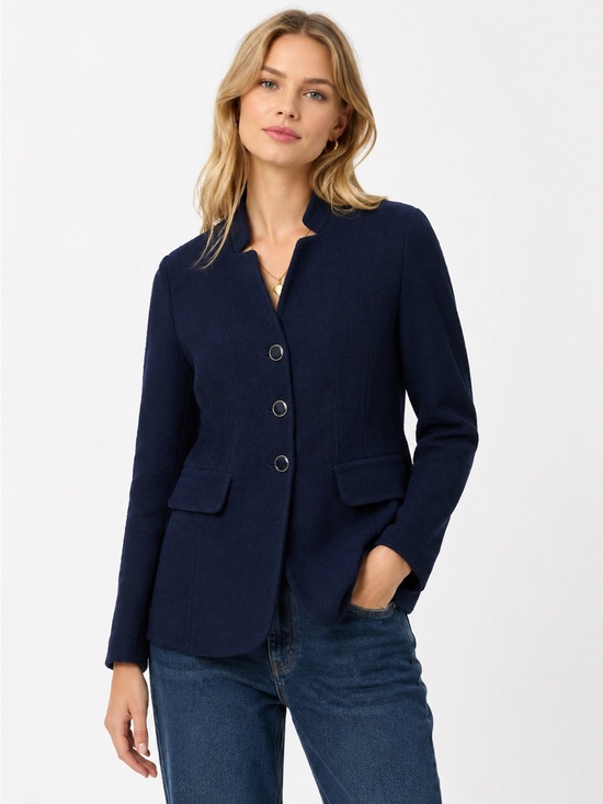 St. John Jackets & Blazers - St. John Sz 10 Caviar Navy Pique Knit Short Jacket Blazer